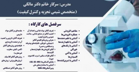 کارگاه تخصصی آنلاین عملکرد افزودنی ها در فرمولاسیون مواد غذایی و آشنایی با انواع روش های آنالیز مواد غذایی ودارویی